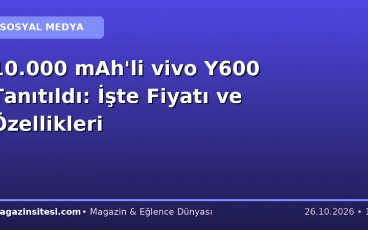 10.000 mAh’li vivo Y600 Tanıtıldı: İşte Fiyatı ve Özellikleri