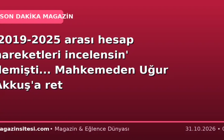‘2019-2025 arası hesap hareketleri incelensin’ demişti… Mahkemeden Uğur Akkuş’a ret