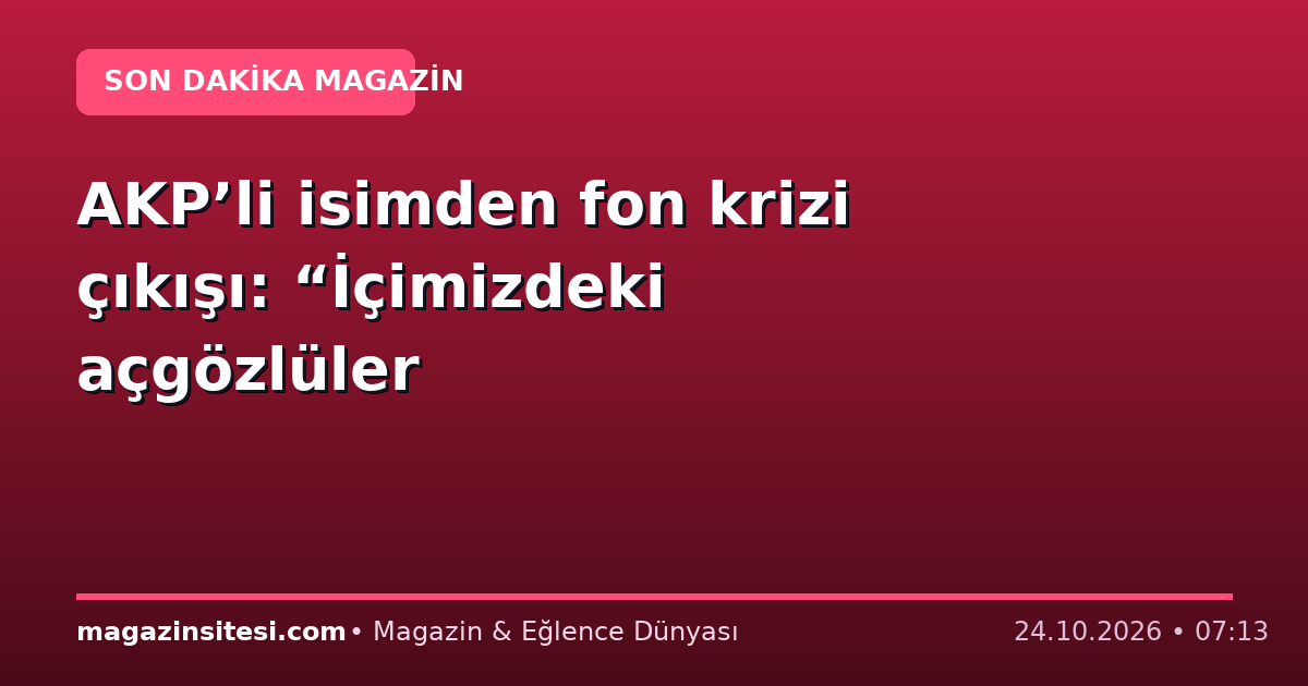 AKP’li isimden fon krizi çıkışı: “İçimizdeki açgözlüler