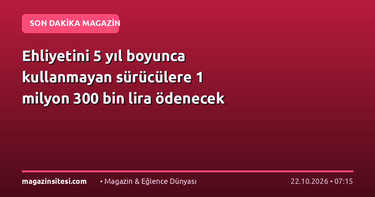 Ehliyetini 5 yıl boyunca kullanmayan sürücülere 1 milyon 300 bin lira ödenecek