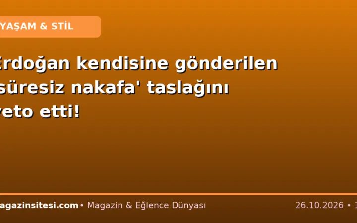Erdoğan kendisine gönderilen ‘süresiz nakafa’ taslağını veto etti!