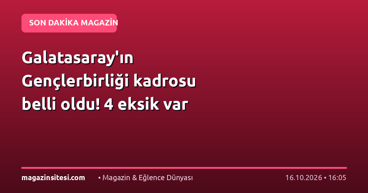Galatasaray’ın Gençlerbirliği kadrosu belli oldu! 4 eksik var