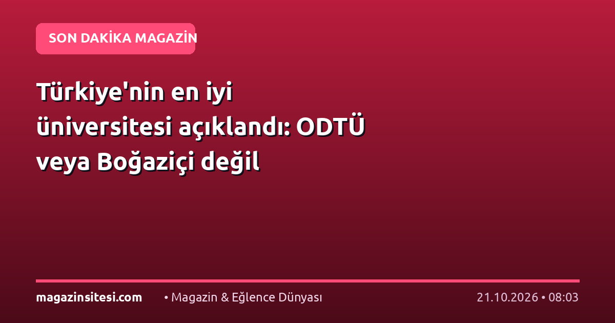 Türkiye’nin en iyi üniversitesi açıklandı: ODTÜ veya Boğaziçi değil