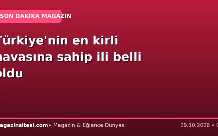 Türkiye’nin en kirli havasına sahip ili belli oldu